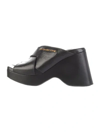 Pre-owned Alexander Wang Leather Slides In Black