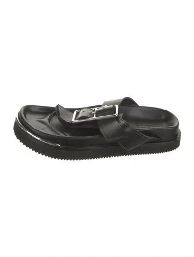 Pre-owned Alexander Wang Leather Slides In Black