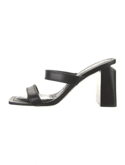 Pre-owned Alexander Wang Leather Slides In Black