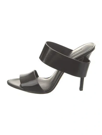 Pre-owned Alexander Wang Leather Slides In Black