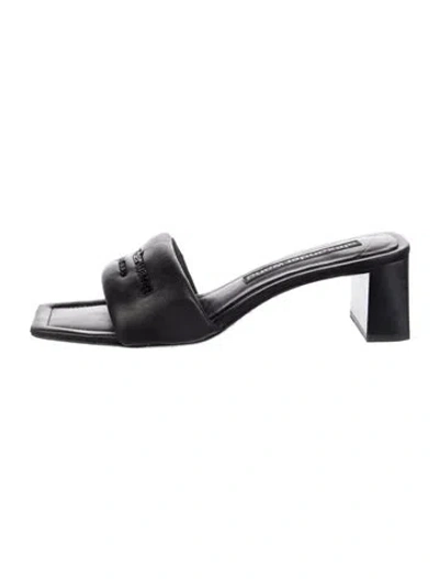 Pre-owned Alexander Wang Leather Slides In Black