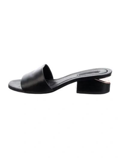 Pre-owned Alexander Wang Leather Slides In Black