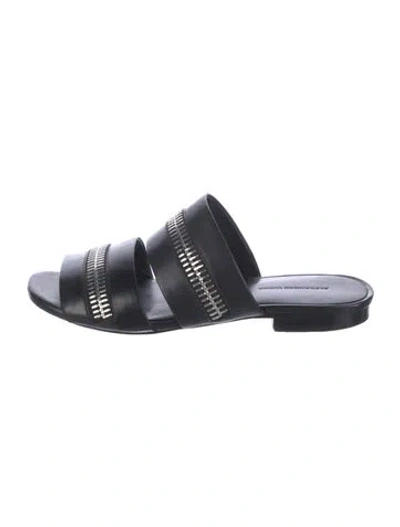 Pre-owned Alexander Wang Leather Slides In Black