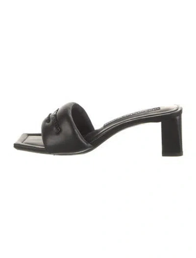 Pre-owned Alexander Wang Leather Slides In Black