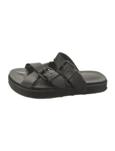 Pre-owned Alexander Wang Leather Slides In Black