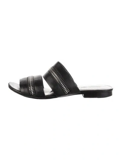 Pre-owned Alexander Wang Leather Slides In Black