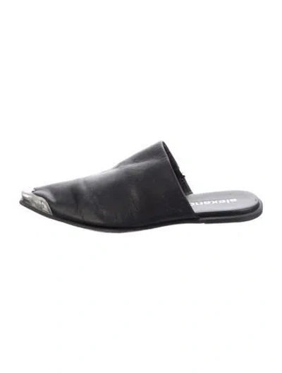 Pre-owned Alexander Wang Leather Slides In Black