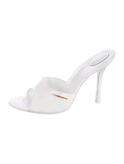 Pre-owned Alexander Wang Leather Slides In White