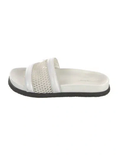 Pre-owned Alexander Wang Leather Slides In White