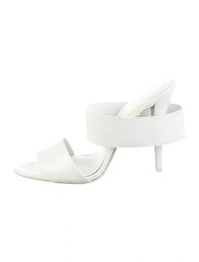 Pre-owned Alexander Wang Leather Slides In White