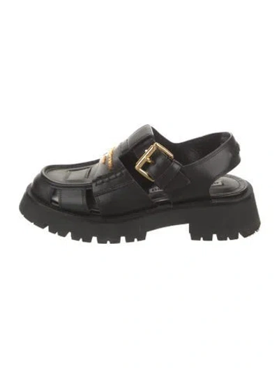 Pre-owned Alexander Wang Leather Slingback Flats In Black