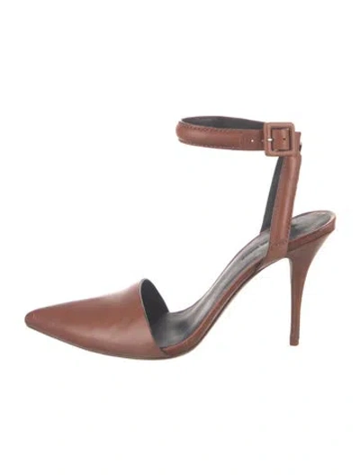 Pre-owned Alexander Wang Leather Slingback Pumps In Brown