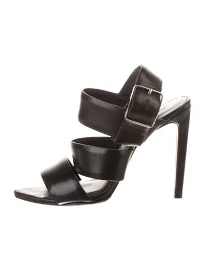 Pre-owned Alexander Wang Leather Slingback Sandals In Black