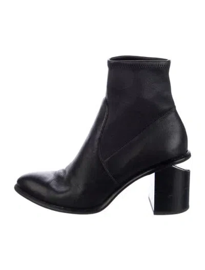 Pre-owned Alexander Wang Leather Sock Boots In Black