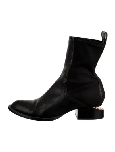 Pre-owned Alexander Wang Leather Sock Boots In Black