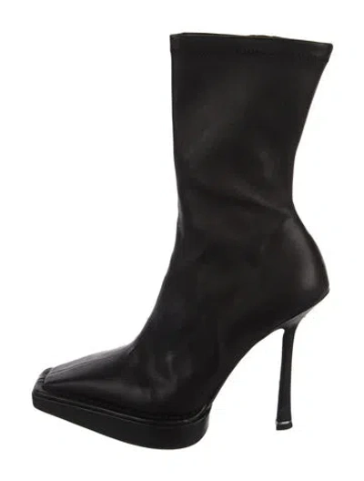 Pre-owned Alexander Wang Leather Sock Boots In Black