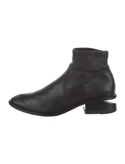 Pre-owned Alexander Wang Leather Sock Boots In Black