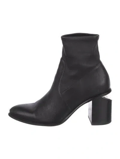 Pre-owned Alexander Wang Leather Sock Boots In Black