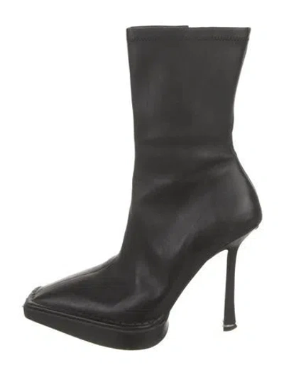 Pre-owned Alexander Wang Leather Sock Boots In Black