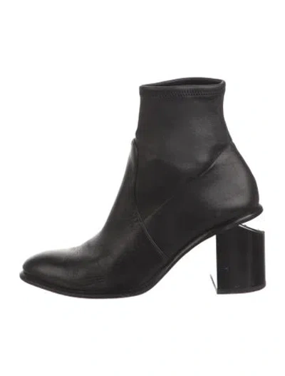 Pre-owned Alexander Wang Leather Sock Boots In Black