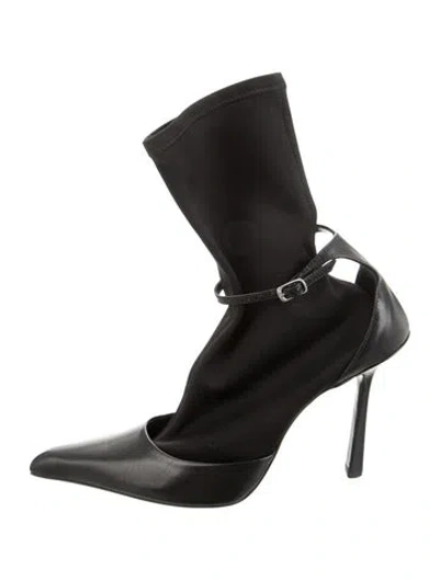 Pre-owned Alexander Wang Leather Sock Boots In Black