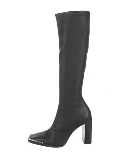 Pre-owned Alexander Wang Leather Sock Boots In Black