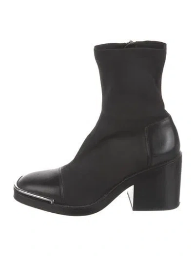 Pre-owned Alexander Wang Leather Sock Boots In Black
