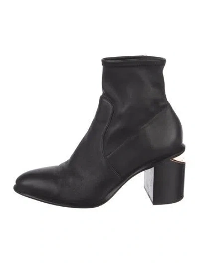 Pre-owned Alexander Wang Leather Sock Boots In Black