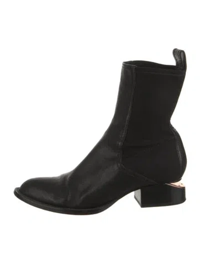 Pre-owned Alexander Wang Leather Sock Boots In Black