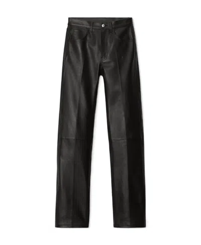 Alexander Wang Leather Straight-leg Trousers In Black