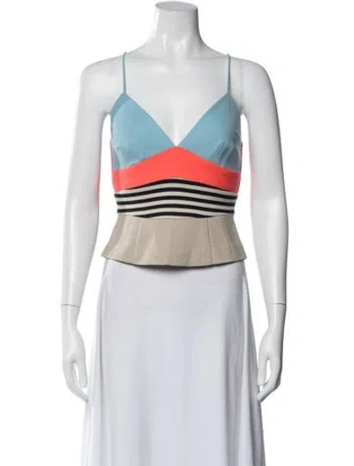 Pre-owned Alexander Wang Leather Striped Crop Top In Black