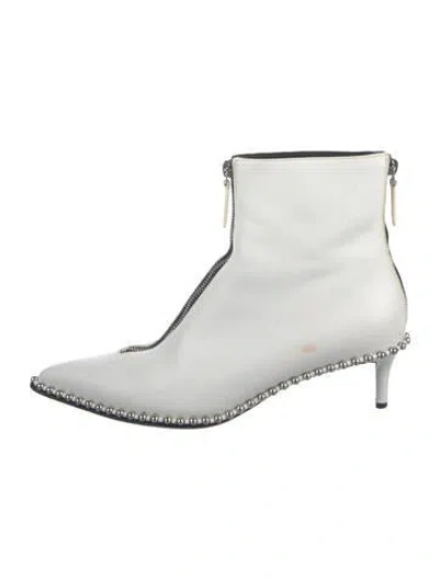 Pre-owned Alexander Wang Leather Studded Accents Boots In White