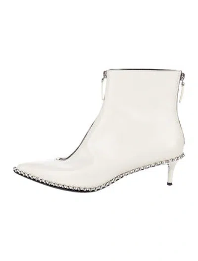 Pre-owned Alexander Wang Leather Studded Accents Boots In White