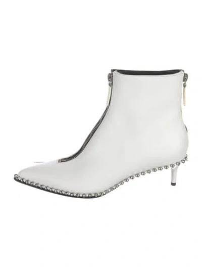 Pre-owned Alexander Wang Leather Studded Accents Boots In White