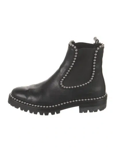 Pre-owned Alexander Wang Leather Studded Accents Chelsea Boots In Black