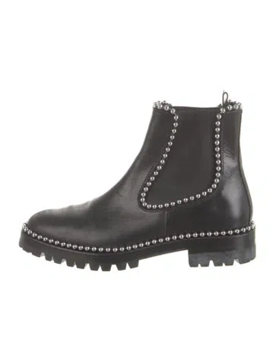 Pre-owned Alexander Wang Leather Studded Accents Chelsea Boots In Black