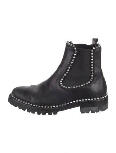 Pre-owned Alexander Wang Leather Studded Accents Chelsea Boots In Black