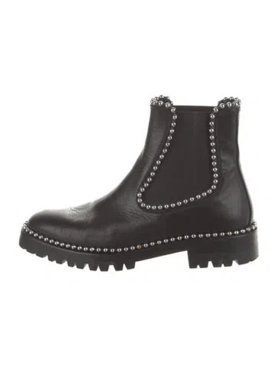 Pre-owned Alexander Wang Leather Studded Accents Chelsea Boots In Black