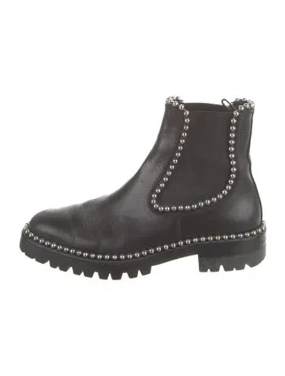 Pre-owned Alexander Wang Leather Studded Accents Chelsea Boots In Black