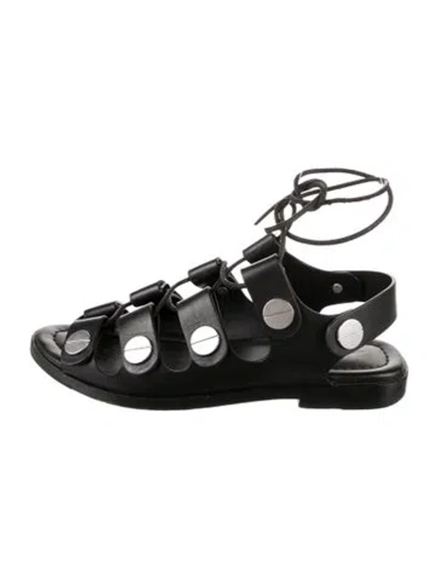 Pre-owned Alexander Wang Leather Studded Accents Gladiator Sandals In Black