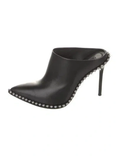 Pre-owned Alexander Wang Leather Studded Accents Mules In Black