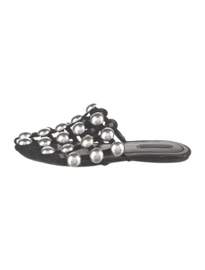 Pre-owned Alexander Wang Leather Studded Accents Mules In Black