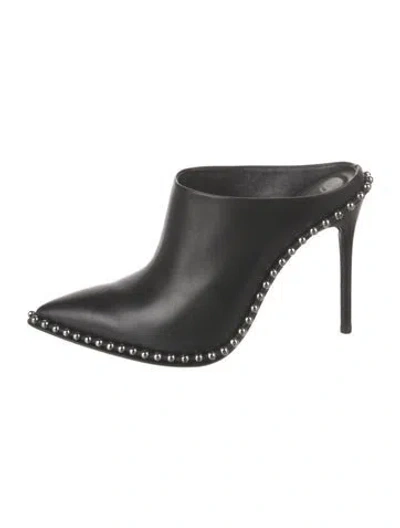 Pre-owned Alexander Wang Leather Studded Accents Mules In Black