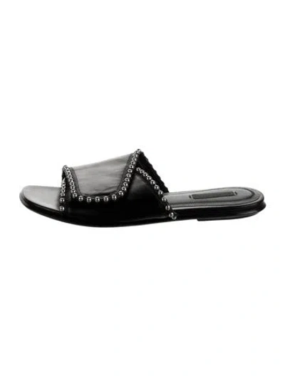 Pre-owned Alexander Wang Leather Studded Accents Slides In Black