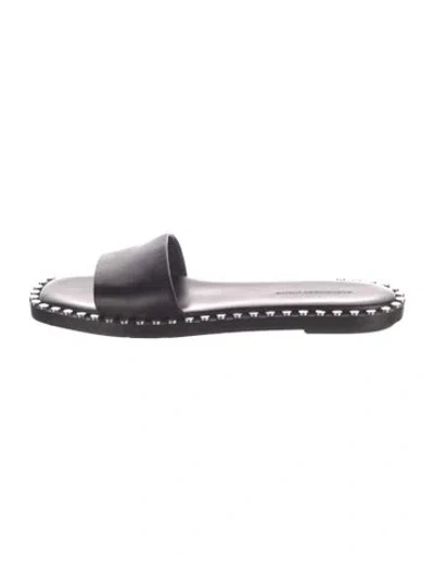 Pre-owned Alexander Wang Leather Studded Accents Slides In Black