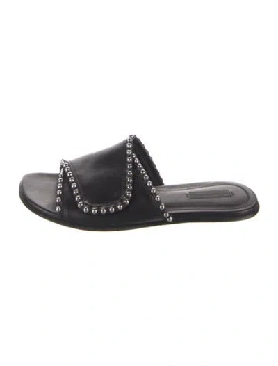 Pre-owned Alexander Wang Leather Studded Accents Slides In Black