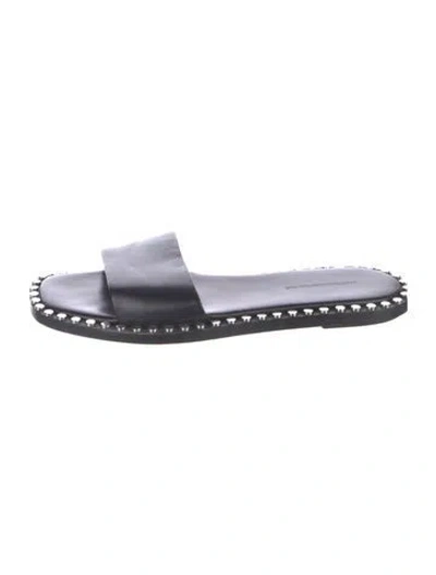 Pre-owned Alexander Wang Leather Studded Accents Slides In Black