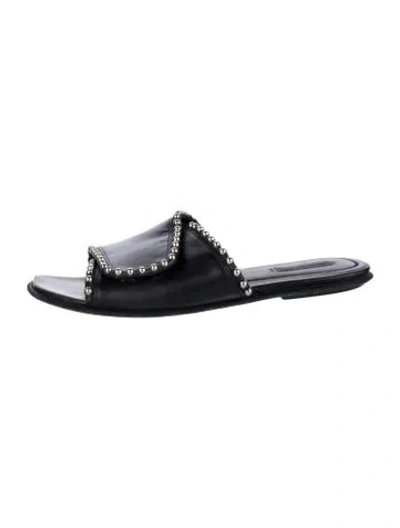 Pre-owned Alexander Wang Leather Studded Accents Slides In Black