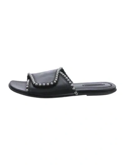 Pre-owned Alexander Wang Leather Studded Accents Slides In Black