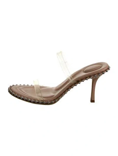 Pre-owned Alexander Wang Leather Studded Accents Slides In Gold